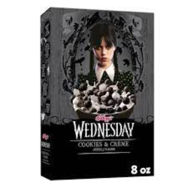 Kellogg's Wednesday Addams Breakfast Cereal Cookies and Creme